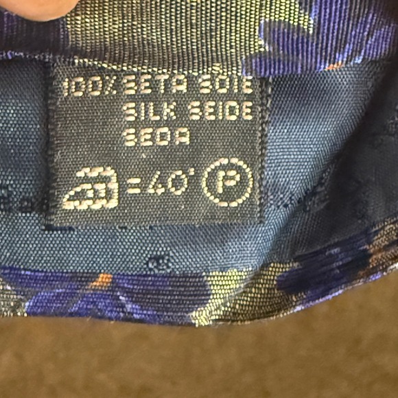 Ermenegildo Zegna Silk Tie Olive Green Blue Orange Floral Pattern 3 7/8 Necktie - Picture 4 of 5